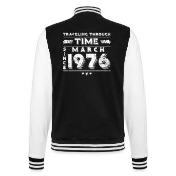 Vintage Time Travel anniversaire Design mars 1976 - Veste Teddy - noir/blanc - Dos - Marisol (170cm)