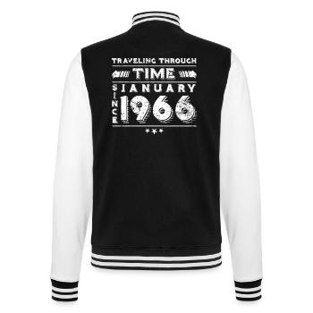 Vintage Time Travel anniversaire Design janvier 1966 - Veste Teddy - noir/blanc - Dos - Marisol (170cm)