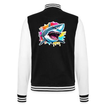 Shark / Wildlife / Underwater / Sea / Ocean - College Sweat Jacket - black/white - Back - Marisol (170cm)