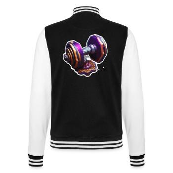 Hantel / Gewichte / Sport / Krafttraining /Workout - College-Sweatjacke - Schwarz/Weiß - Hinten - Marisol (170cm)
