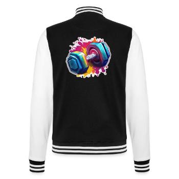 Hantel / Gewichte / Sport / Krafttraining /Workout - College-Sweatjacke - Schwarz/Weiß - Hinten - Marisol (170cm)