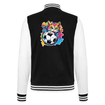 Soccer Cat / Animal / Soccer / Goal / Sports - College Sweat Jacket - black/white - Back - Marisol (170cm)