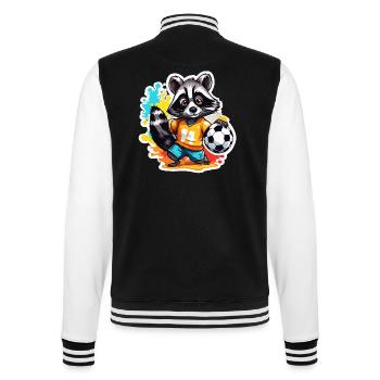Soccer Raccoon / Animal / Soccer / Goal / Sports - College Sweat Jacket - black/white - Back - Marisol (170cm)