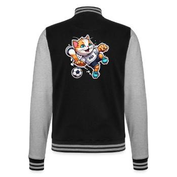 Chat de football / Animal / Football / But / Sports - Veste Teddy - noir/gris chiné - Dos - Marisol (170cm)