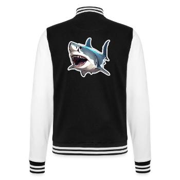Shark / Wildlife / Underwater / Sea / Ocean - College Sweat Jacket - black/white - Back - Marisol (170cm)
