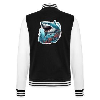 Shark / Wildlife / Underwater / Sea / Ocean - College Sweat Jacket - black/white - Back - Marisol (170cm)