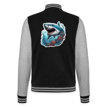 Hai / Tierwelt / Unterwasser / Meer / Ozean - College-Sweatjacke - Schwarz/Grau meliert - Hinten - Marisol (170cm)