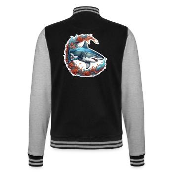 Hai / Tierwelt / Unterwasser / Meer / Ozean - College-Sweatjacke - Schwarz/Grau meliert - Hinten - Marisol (170cm)