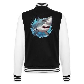Shark / Wildlife / Underwater / Sea / Ocean - College Sweat Jacket - black/white - Back - Marisol (170cm)