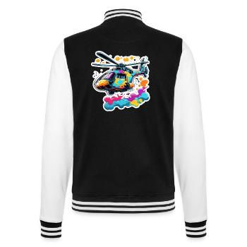 Helicopter / Helicopter / Flying / Aviation - College Sweat Jacket - black/white - Back - Marisol (170cm)