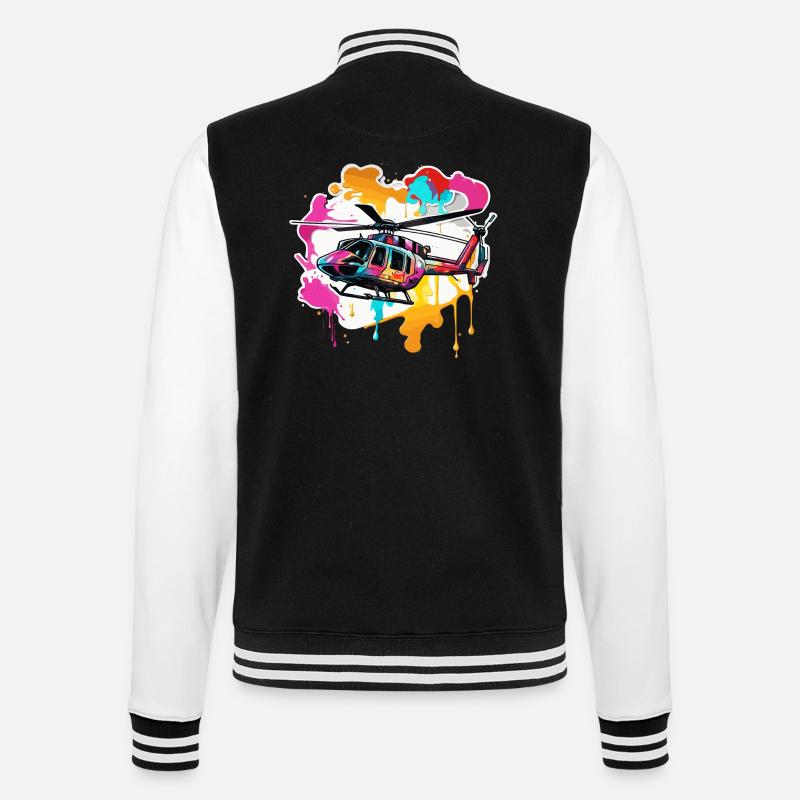 Helicopter / Helicopter / Flying / Aviation - College Sweat Jacket - black/white
