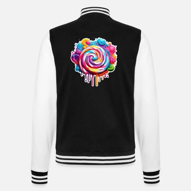 Lollipop / Lollipop / Candy / Lick / Cute - College Sweat Jacket - black/white