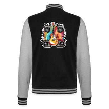Rock n roll / Guitare / Musique / Instrument - Veste Teddy - noir/gris chiné - Dos - Marisol (170cm)