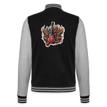 Rock n roll / Guitare / Musique / Instrument - Veste Teddy - noir/gris chiné - Dos - Marisol (170cm)