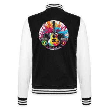 Rock n roll / Guitare / Musique / Instrument - Veste Teddy - noir/blanc - Dos - Marisol (170cm)