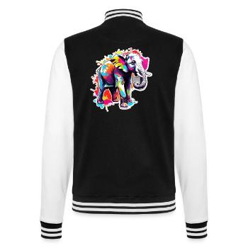 Elephant / Animal / Safari / Zoo / Africa / Comic - College Sweat Jacket - black/white - Back - Marisol (170cm)