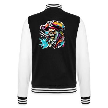 Pirate / Ahoy / Anchor / Captain / Skull / Rum - College Sweat Jacket - black/white - Back - Marisol (170cm)