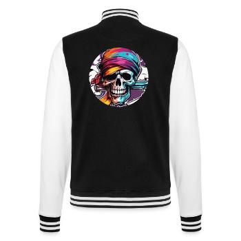 Pirat / Ahoi / Anker / Kapitän / Totenkopf / Rum - College-Sweatjacke - Schwarz/Weiß - Hinten - Marisol (170cm)