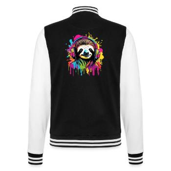 Headphones / Audio / Music / Animal / Sloth / Cool - College Sweat Jacket - black/white - Back - Marisol (170cm)