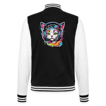 Headphones / Audio / Music / Animal / Cat / Cool - College Sweat Jacket - black/white - Back - Marisol (170cm)