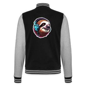 Headphones / Audio / Music / Animal / Sloth / Cool - College Sweat Jacket - black/heather grey - Back - Marisol (170cm)
