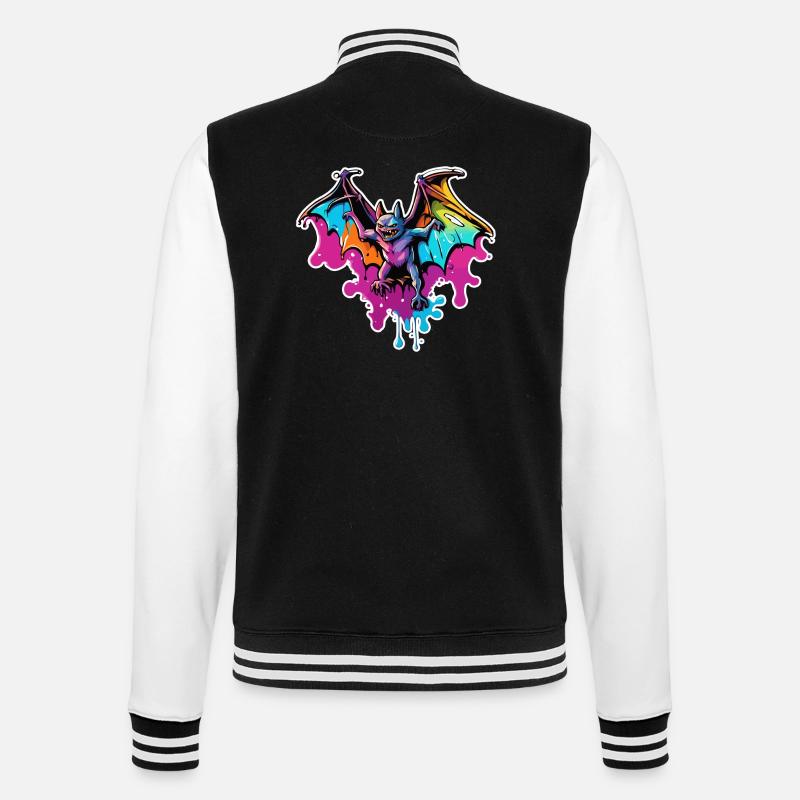 Bat / Vampire / Dracula / Animal / Halloween - College Sweat Jacket - black/white