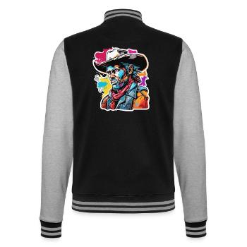 Cowboy / Far West / Désert / Lasso / Rodéo - Veste Teddy - noir/gris chiné - Dos - Marisol (170cm)