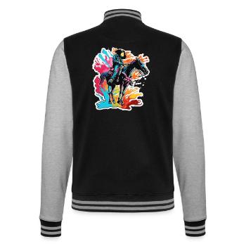 Cowboy / Wild West / Desert / Lasso / Rodeo - College Sweat Jacket - black/heather grey - Back - Marisol (170cm)