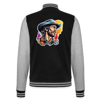 Cowboy / Far West / Désert / Lasso / Rodéo - Veste Teddy - noir/gris chiné - Dos - Marisol (170cm)