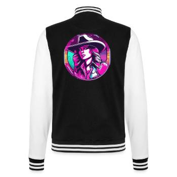 Cow Girl / Far West / Désert / Lasso / Rodéo - Veste Teddy - noir/blanc - Dos - Marisol (170cm)