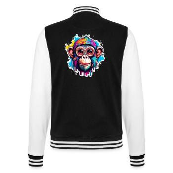 Monkey / Animal / Zoo / Chimpanzee / Wild / Comic - College Sweat Jacket - black/white - Back - Marisol (170cm)