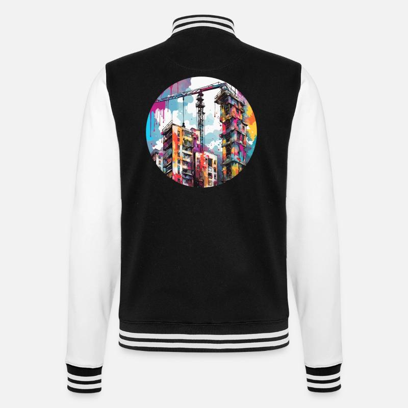 Kran / Baustelle / Seilwinde / Kransystem - College-Sweatjacke - Schwarz/Weiß