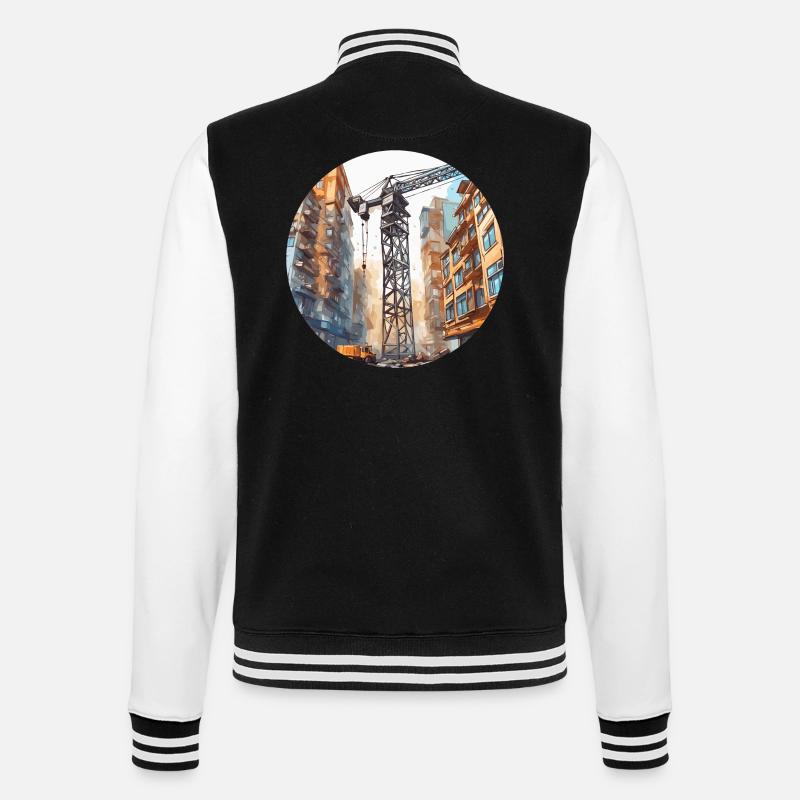 Kran / Baustelle / Seilwinde / Kransystem - College-Sweatjacke - Schwarz/Weiß