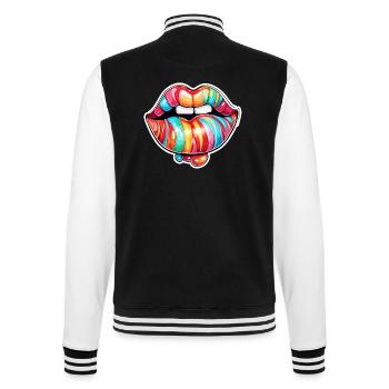 Bouche / Lèvres / Dents / Langue / Sourire / Baiser - Veste Teddy - noir/blanc - Dos - Marisol (170cm)