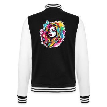 Frau / hübsch / Porträt / buntes Haar / Model - College-Sweatjacke - Schwarz/Weiß - Hinten - Marisol (170cm)