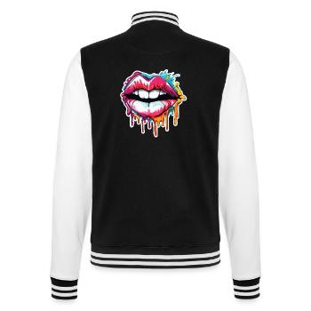 Bouche / Lèvres / Dents / Langue / Sourire / Baiser - Veste Teddy - noir/blanc - Dos - Marisol (170cm)