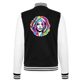 Femme / Jolie / Portrait / Cheveux colorés / Modèle - Veste Teddy - noir/blanc - Dos - Marisol (170cm)