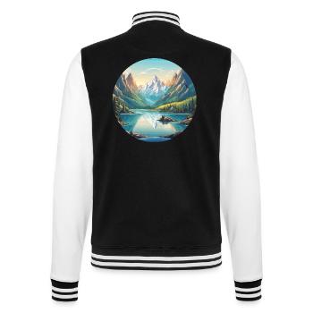 Berg / Alpen / Gipfel / Natur / Wald / Gestein - College-Sweatjacke - Schwarz/Weiß - Hinten - Marisol (170cm)
