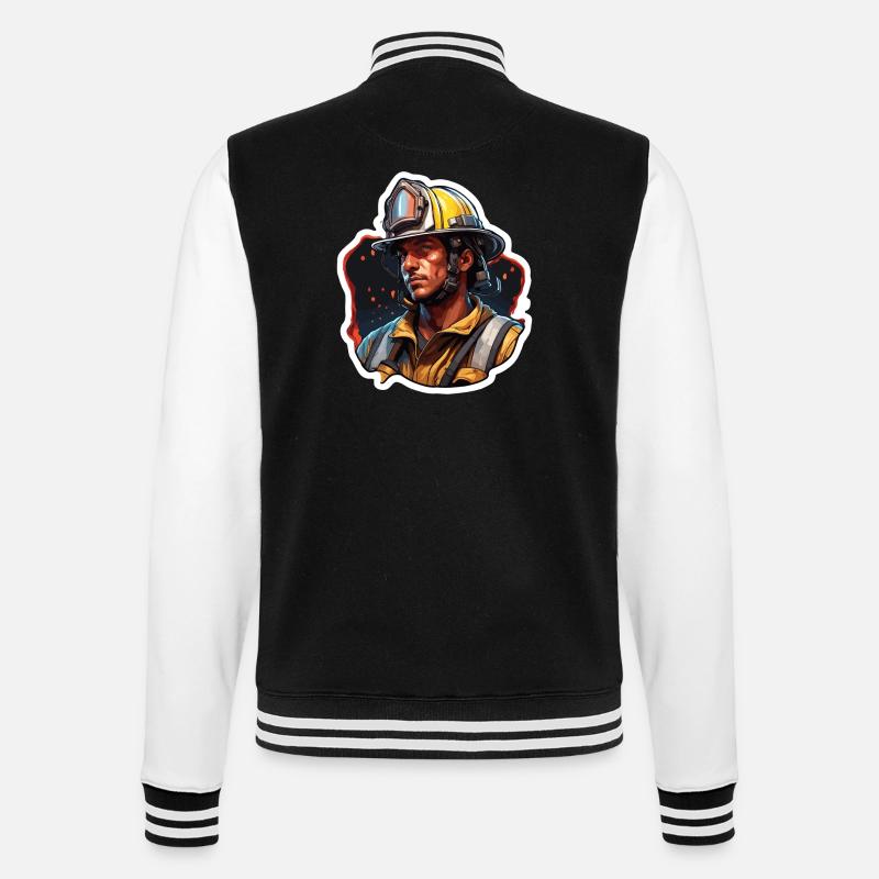 Firefighter / Fire / Fire / Extinguish / Hero - College Sweat Jacket - black/white