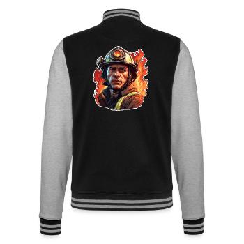 Feuerwehrmann / Feuer / Brand / Löschen / Held - College-Sweatjacke - Schwarz/Grau meliert - Hinten - Marisol (170cm)