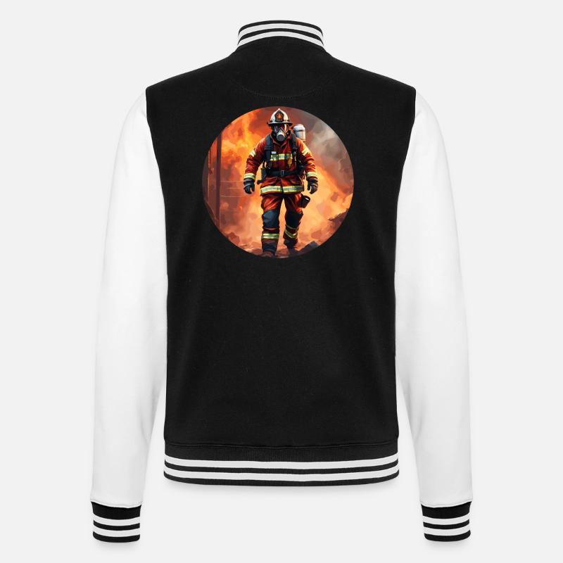Firefighter / Fire / Fire / Extinguish / Hero - College Sweat Jacket - black/white