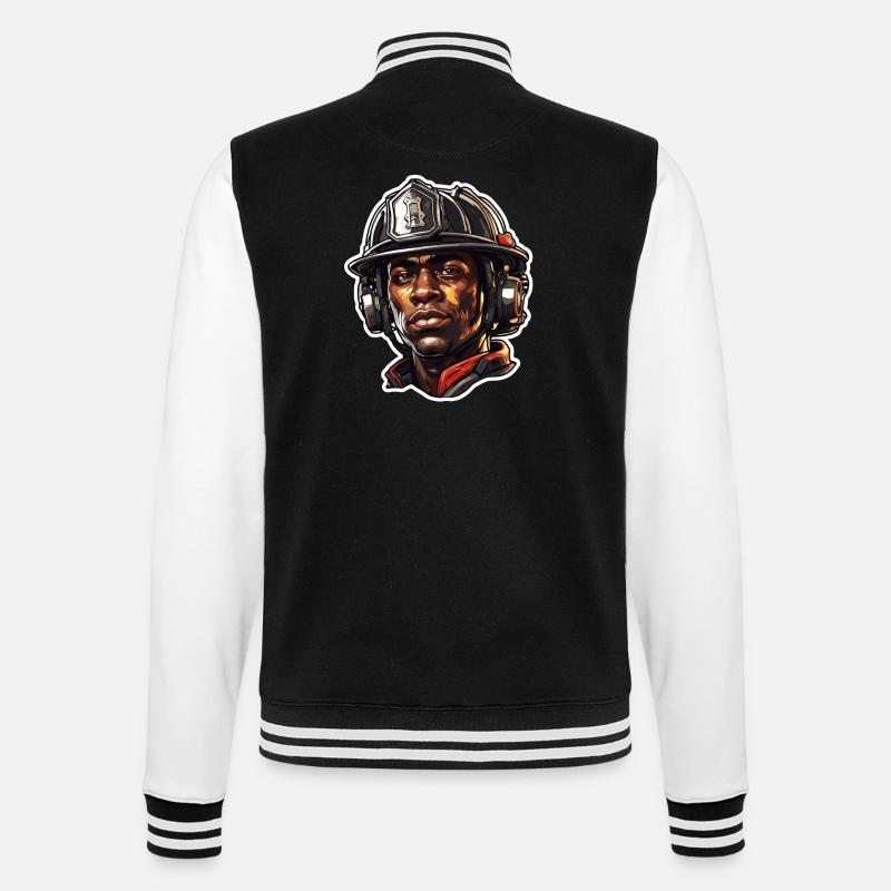 Firefighter / Fire / Fire / Extinguish / Hero - College Sweat Jacket - black/white