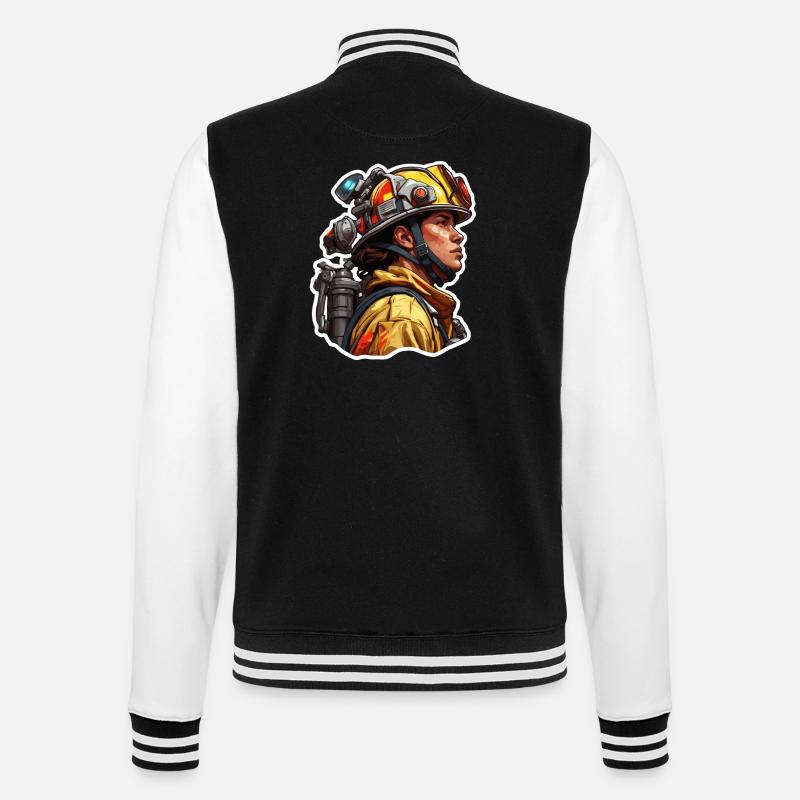 Firefighter / Fire / Fire / Extinguish / Heroine - College Sweat Jacket - black/white