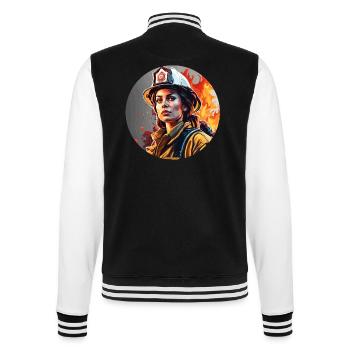 Firefighter / Fire / Fire / Extinguish / Heroine - College Sweat Jacket - black/white - Back - Marisol (170cm)