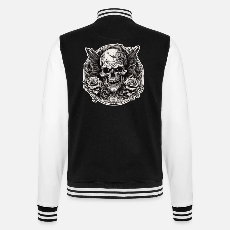 Skull / skull / skeleton / gothic / tattoo - College Sweat Jacket - black/white