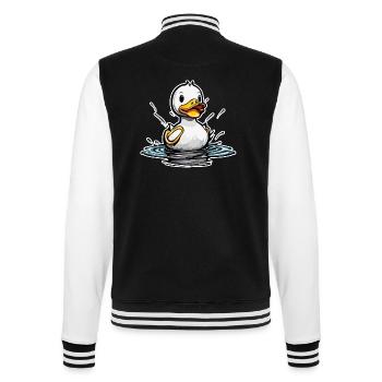 Gummiente / Badeente / Wasser / Badewanne - College-Sweatjacke - Schwarz/Weiß - Hinten - Marisol (170cm)