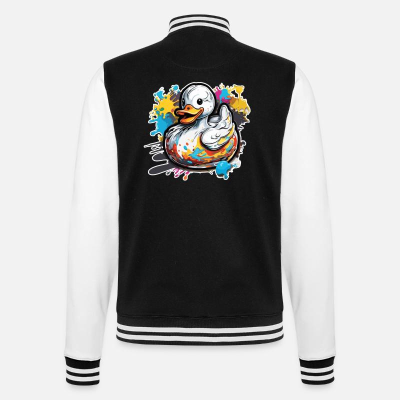 Canard en caoutchouc / canard en caoutchouc / eau / baignoire - Veste Teddy - noir/blanc