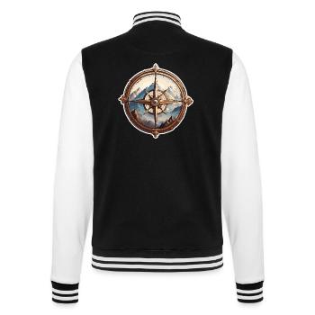 Compass / Cardinal Direction / Travel / Survival - College Sweat Jacket - black/white - Back - Marisol (170cm)