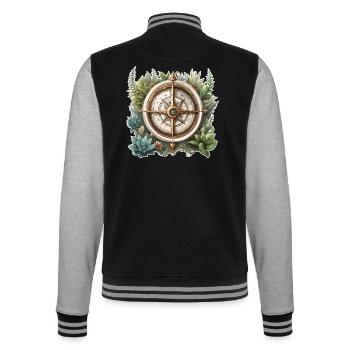 Kompass / Himmelsrichtung / Reisen / Survival - College-Sweatjacke - Schwarz/Grau meliert - Hinten - Marisol (170cm)