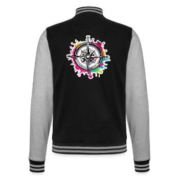 Kompass / Himmelsrichtung / Reisen / Survival - College-Sweatjacke - Schwarz/Grau meliert - Hinten - Marisol (170cm)